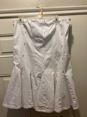 Wild Fable White Embellished StraplessFlared Shirt/Dress